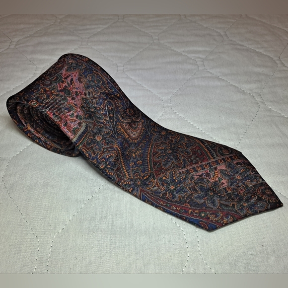 Vintage Damon 💯 Silk Designer Necktie 56" x 3.25" Floral Blue/Red Made in 🇺🇸 - Picture 1 of 9
